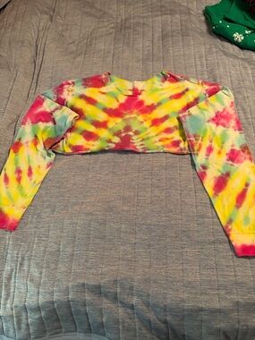 Tie-Dye Cropped Sweatshirt - Multicolor